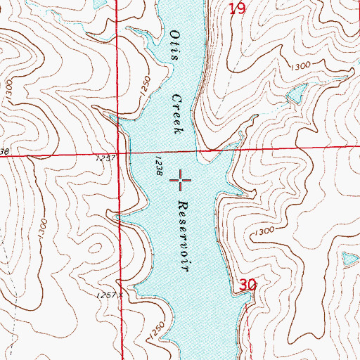 Topographic Map of Otis Creek Reservoir, KS