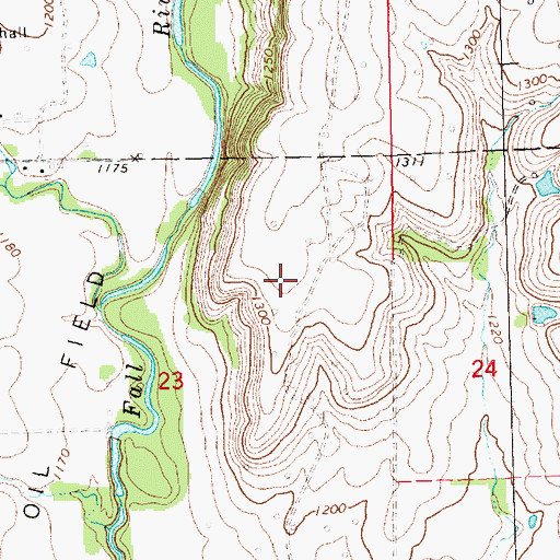 Topographic Map of Thrall-Aagard Oil Field, KS