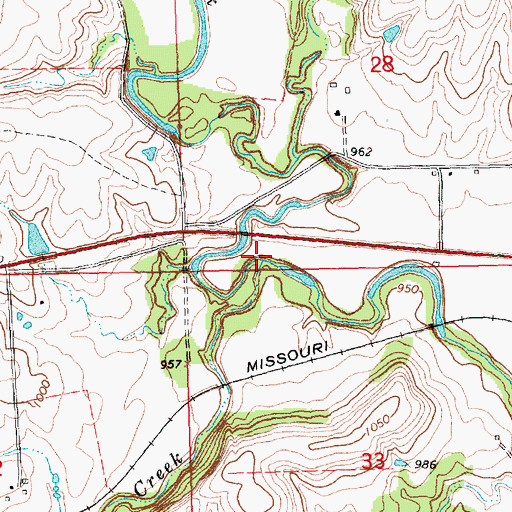 Topographic Map of Bachelor Creek, KS