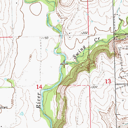 Topographic Map of Swing Creek, KS