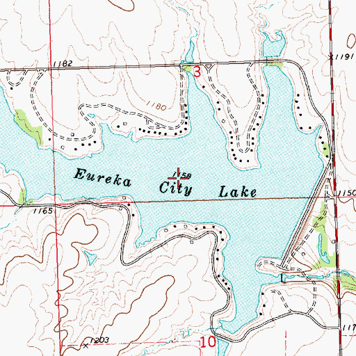 Topographic Map of Eureka City Lake, KS
