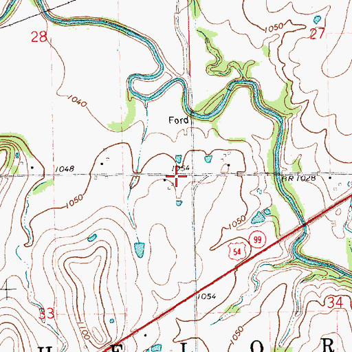 Topographic Map of Township of Bachelor, KS