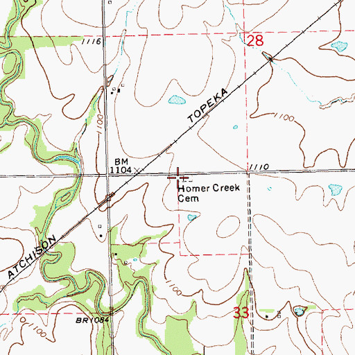Topographic Map of Homer Creek Cemetery, KS