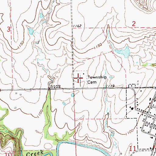 Topographic Map of Township Cemetery, KS