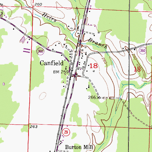Topographic Map of Canfield, AR