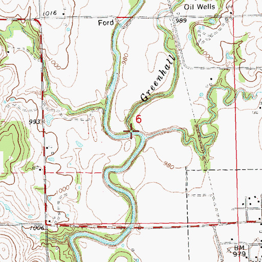 Topographic Map of Greenhall Creek, KS