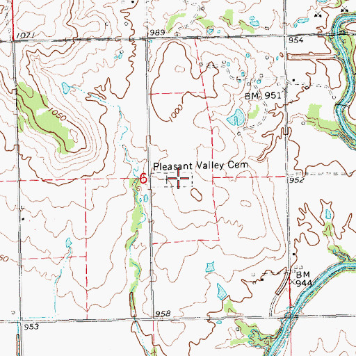 Topographic Map of Pleasant Valley Cemetery, KS