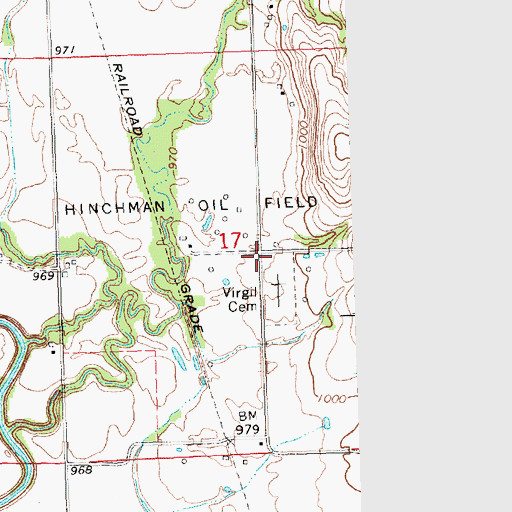 Topographic Map of Hinchman Oil Field, KS