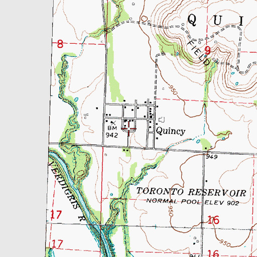 Topographic Map of Quincy, KS