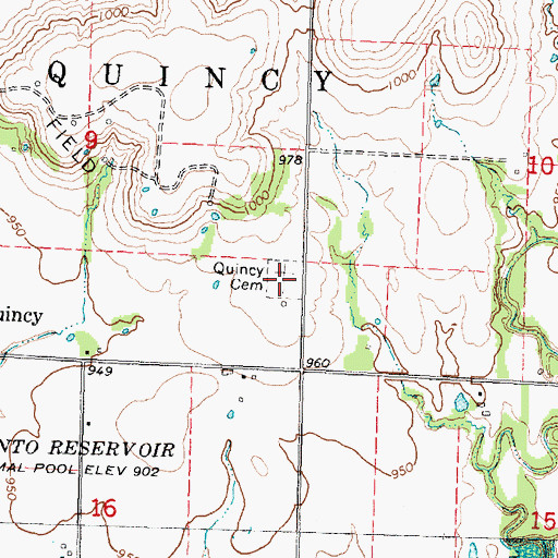 Topographic Map of Quincy Cemetery, KS