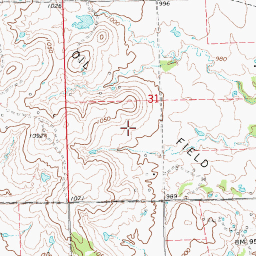 Topographic Map of Quincy Oil Field, KS