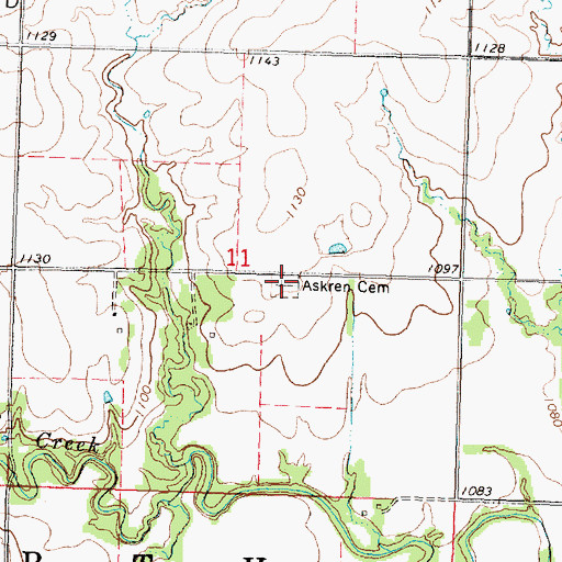 Topographic Map of Askren Cemetery, KS