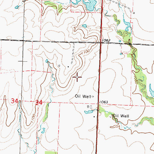 Topographic Map of Township of Center, KS