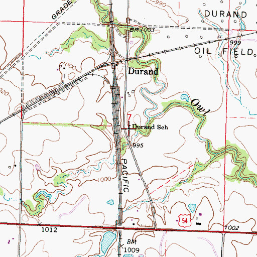 Topographic Map of Durand School, KS