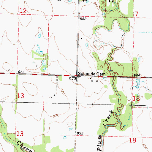 Topographic Map of Schaefer Cemetery, KS