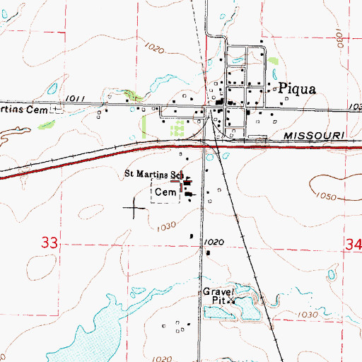 Topographic Map of Saint Martins School, KS
