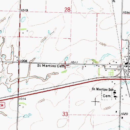 Topographic Map of Saint Martin's Cemetery, KS
