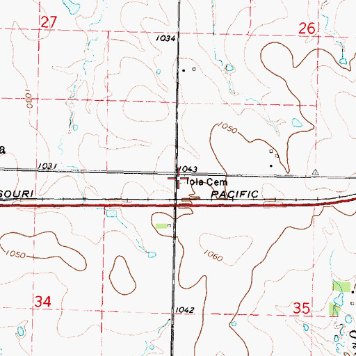 Topographic Map of Iola Township Cemetery, KS