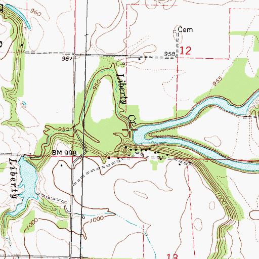 Topographic Map of Liberty Creek, KS