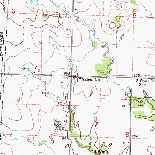 Topographic Map of Salem United Methodist Church, KS