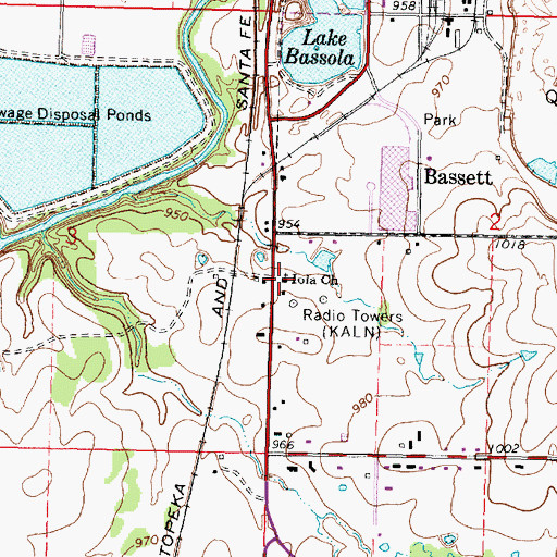 Topographic Map of Iola Church of Christ, KS