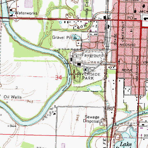 Topographic Map of Riverside Park, KS