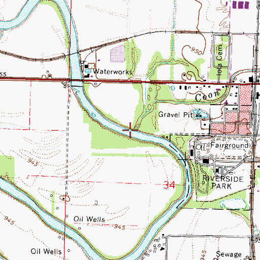 Topographic Map of Coon Creek, KS