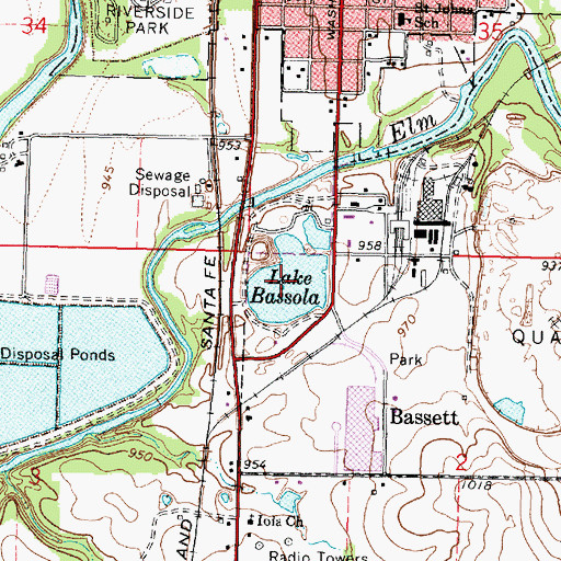 Topographic Map of Lake Bassola, KS
