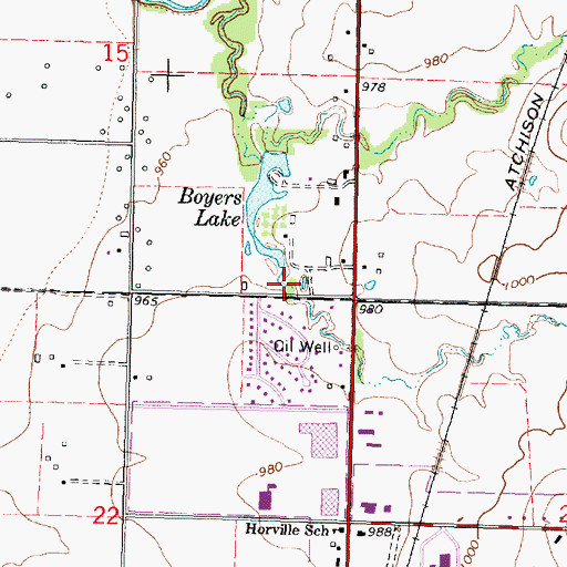Topographic Map of Boyers Lake, KS