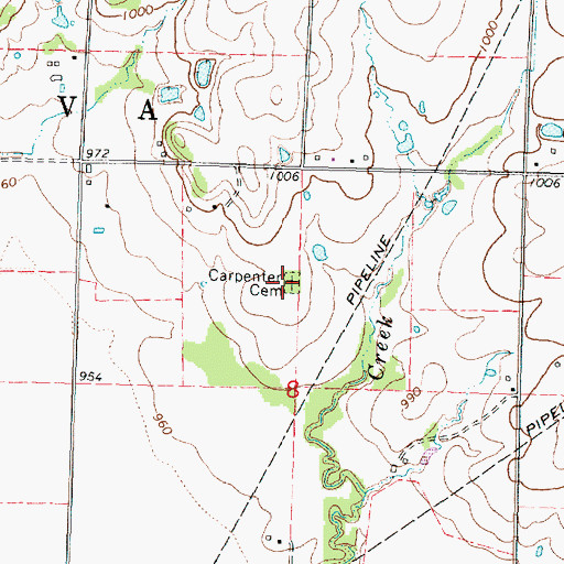 Topographic Map of Carpenter Cemetery, KS