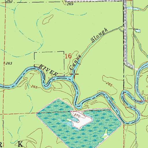 Topographic Map of Canoe Slough, AR