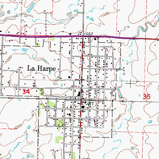 Topographic Map of La Harpe, KS