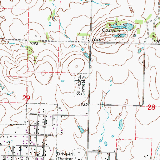 Topographic Map of Gas City Cemetery, KS