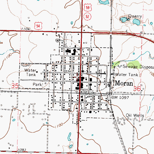 Topographic Map of Moran, KS