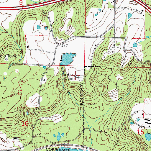 Topographic Map of Canter Cemetery, AR