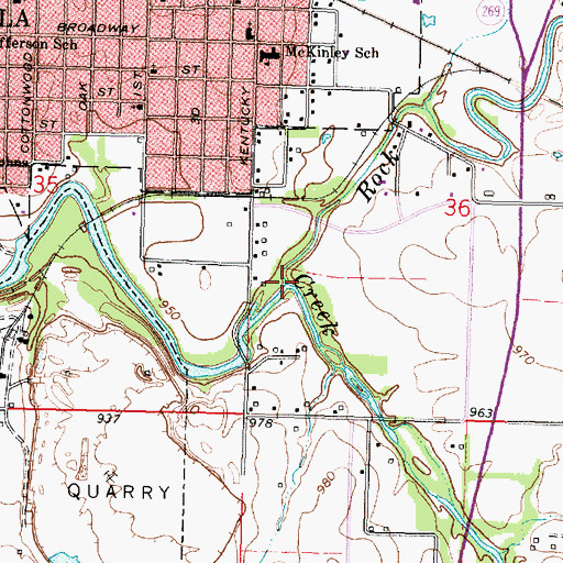 Topographic Map of Rock Creek, KS