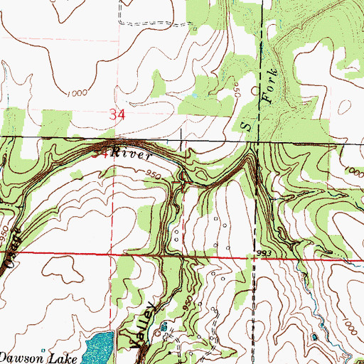 Topographic Map of Spring Valley, KS