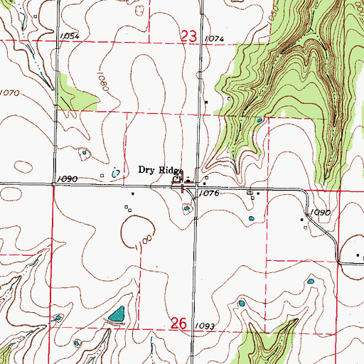 Topographic Map of Dry Ridge Church, KS