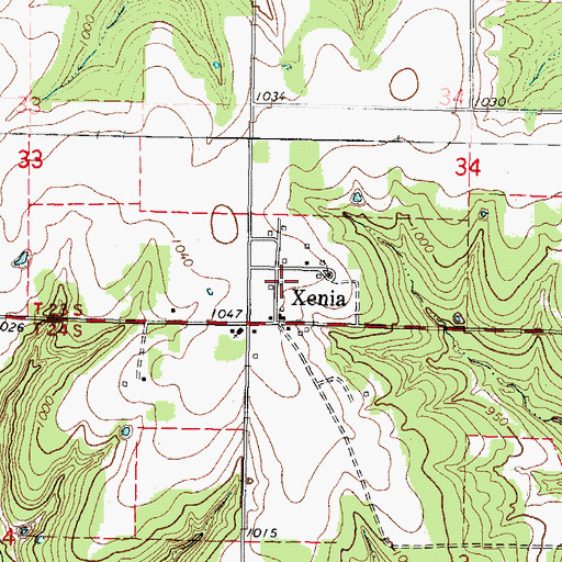 Topographic Map of Xenia, KS