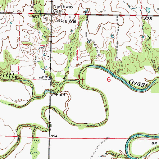 Topographic Map of Reagan Branch, KS