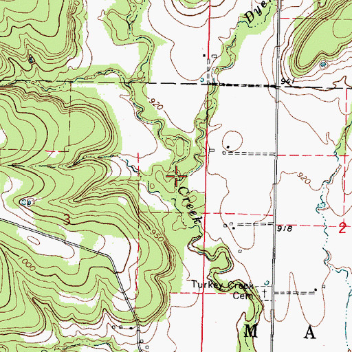 Topographic Map of Dyer Creek, KS
