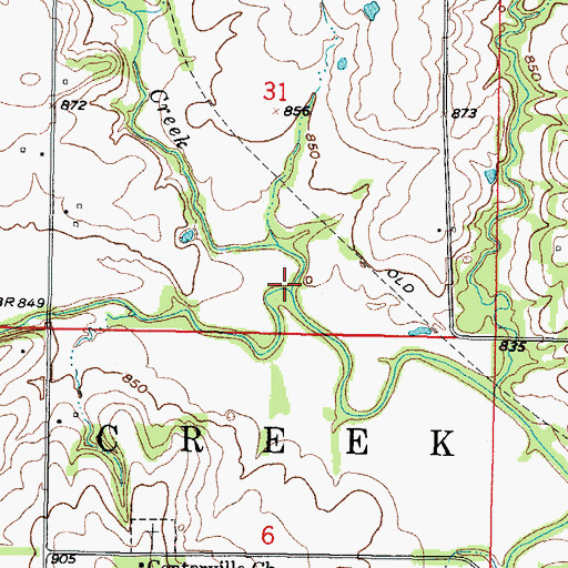 Topographic Map of Little Mill Creek, KS