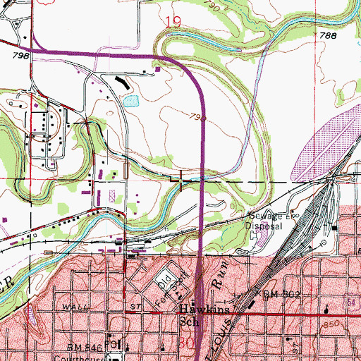 Topographic Map of Mill Creek, KS