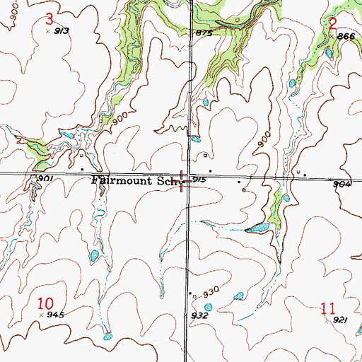 Topographic Map of Fairmount School, KS