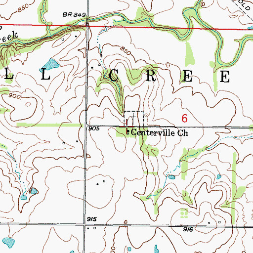 Topographic Map of Centerville Church, KS