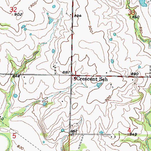 Topographic Map of Crescent School, KS