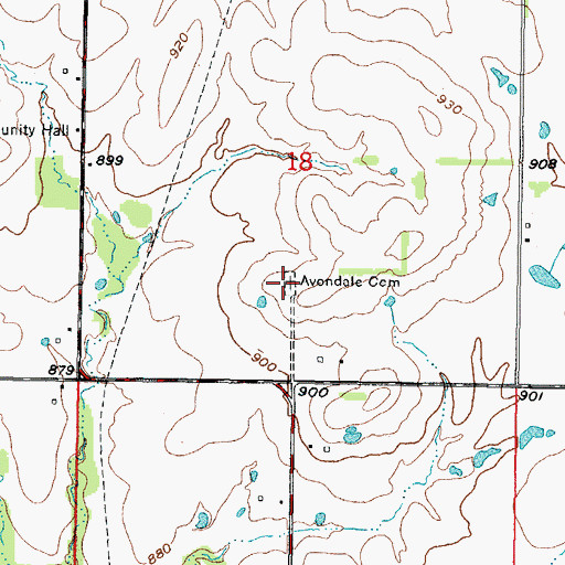 Topographic Map of Avondale Cemetery, KS