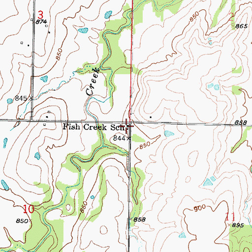 Topographic Map of Fish Creek School, KS