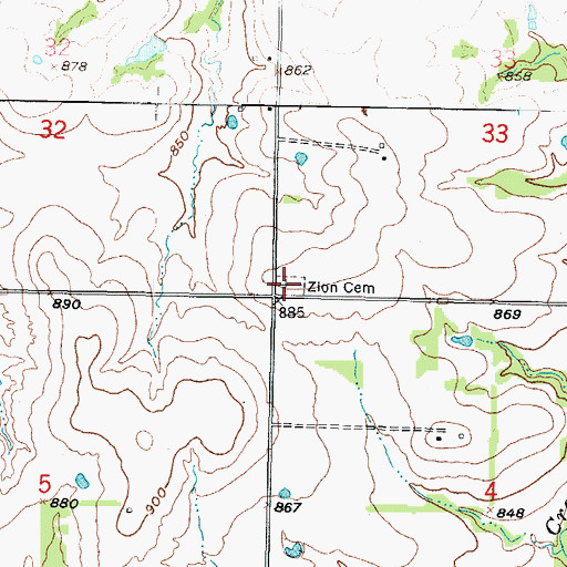 Topographic Map of Zion Cemetery, KS