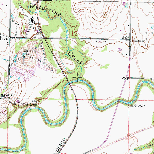 Topographic Map of Wolverine Creek, KS